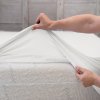 Protectores de colchón Sábana ajustable, impermeable y transpirable Blanca