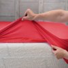 Protectores de colchón Sábana ajustable, impermeable y transpirable Rojo